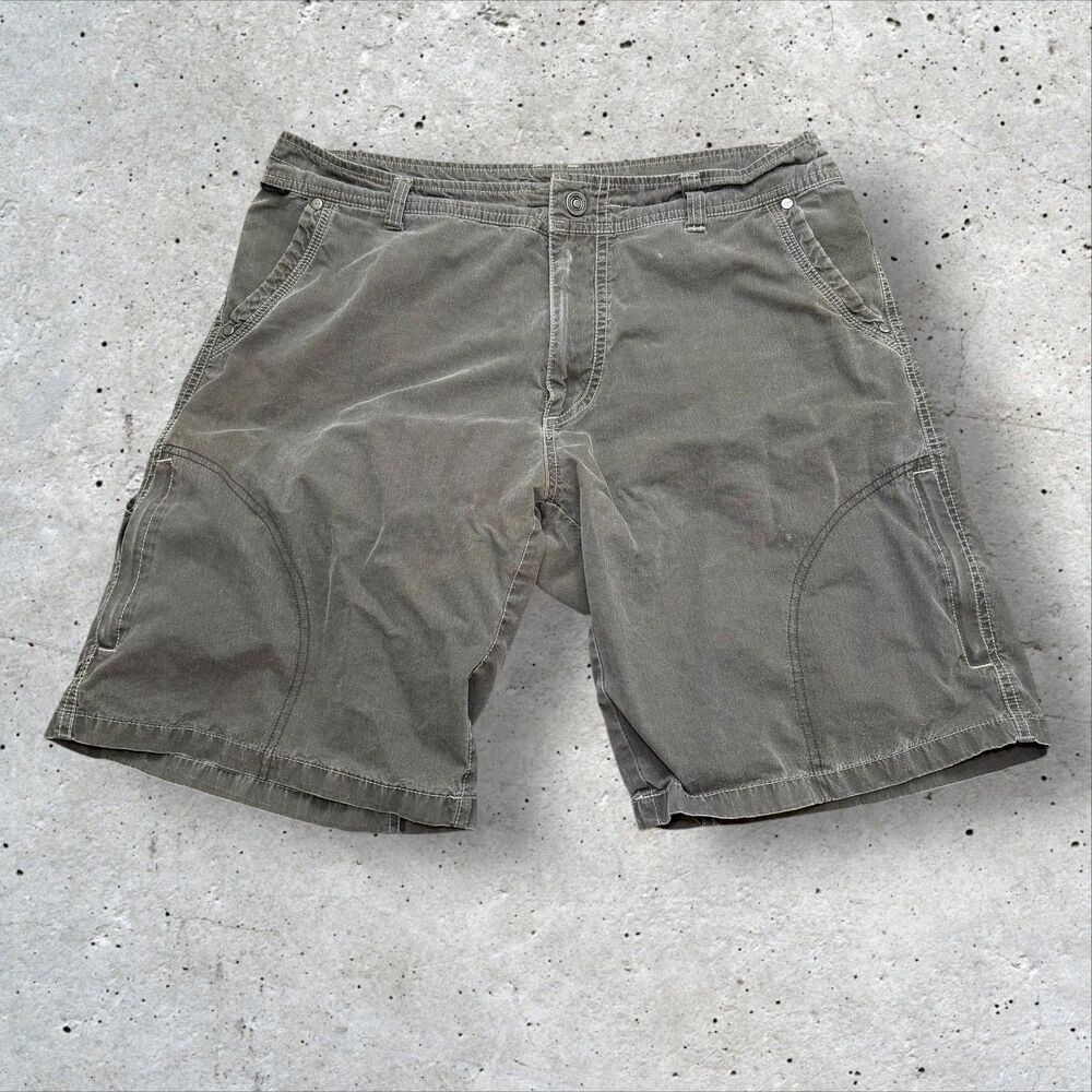 Kuhl Men’s Hiking Cargo Shorts Size 36 Green Outdoor Workwear Faded